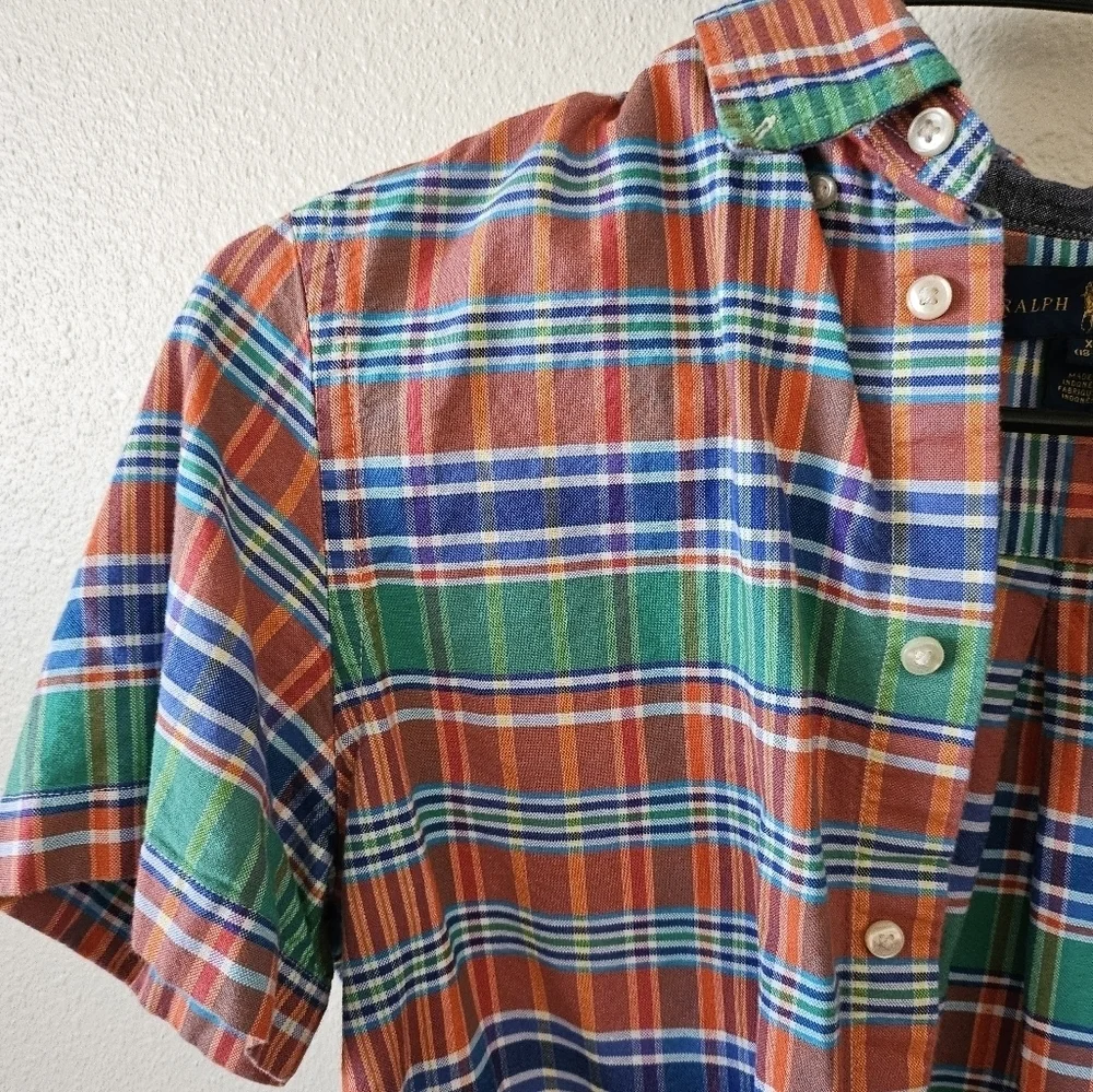 Ralpg Layren Colorful Plaid Youth Shirt Size Large..